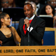 Bishop Charles H. Ellis, III, right, hugs Ariana Grande after she performed during the funeral service for Aretha Franklin at Greater Grace Temple, Friday, Aug. 31, 2018, in Detroit. Franklin died Aug. 16, 2018 of pancreatic cancer at the age of 76.